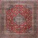 Square Traditional Brown Red Medallion Rug, tr2266