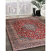 Traditional Brown Red Medallion Rug in Family Room, tr2266