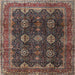 Round Machine Washable Traditional Dark Almond Brown Rug, wshtr2268