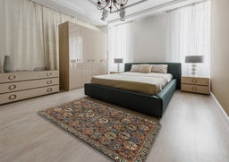 Traditional Dark Almond Brown Persian Rug in a Bedroom, tr2269