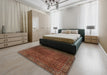 Machine Washable Traditional Saffron Red Rug in a Bedroom, wshtr2272