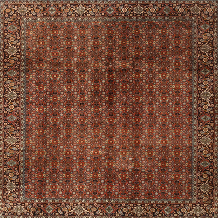 Round Machine Washable Traditional Saffron Red Rug, wshtr2272