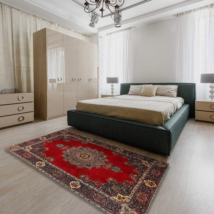Machine Washable Traditional Brown Rug in a Bedroom, wshtr2276