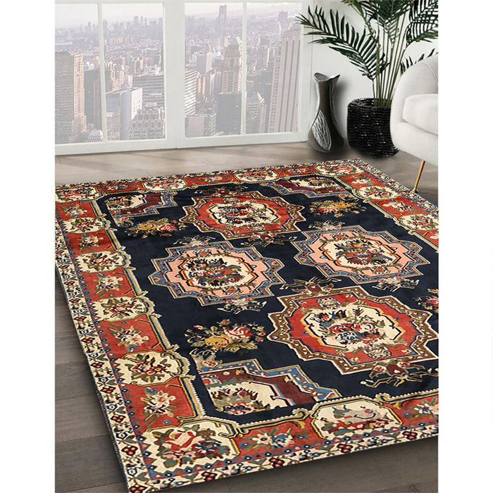 Traditional Camel Brown Persian Rug in Family Room, tr2279