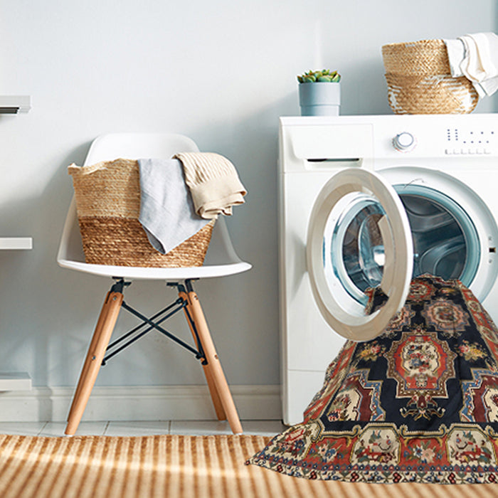 Machine Washable Traditional Camel Brown Rug in a Washing Machine, wshtr2279