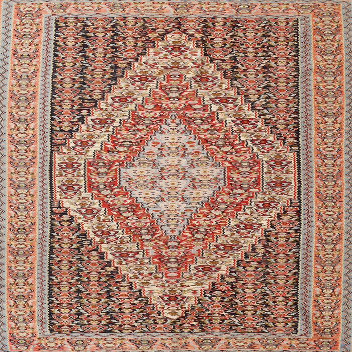 Square Traditional Fire Brick Red Medallion Rug, tr227