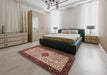 Traditional Light French Beige Brown Persian Rug in a Bedroom, tr2283