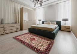 Traditional Light French Beige Brown Persian Rug in a Bedroom, tr2283