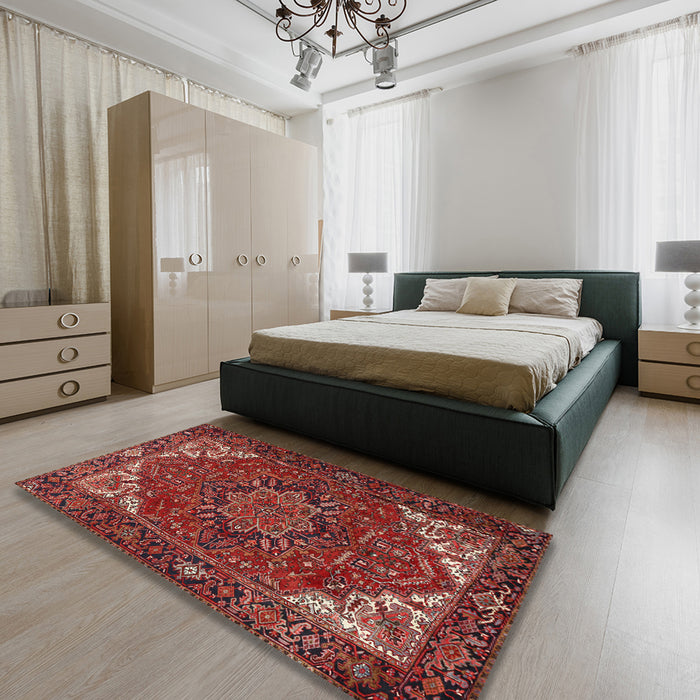 Traditional Rust Pink Persian Rug in a Bedroom, tr2284