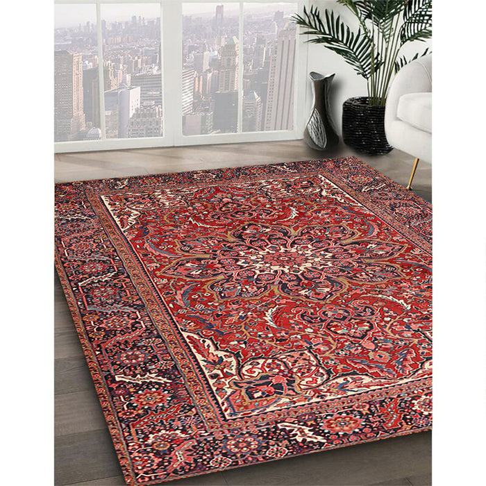 Machine Washable Traditional Orange Salmon Pink Rug in a Family Room, wshtr2286