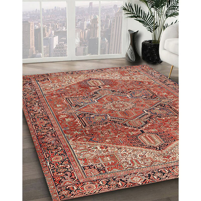 Machine Washable Traditional Light Copper Gold Rug in a Family Room, wshtr2287