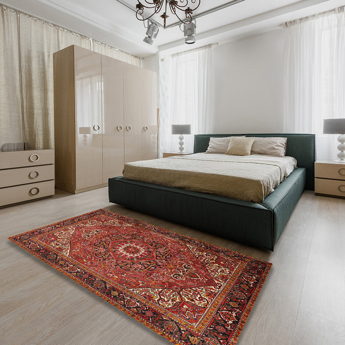 Traditional Red Persian Rug in a Bedroom, tr2288