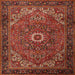 Round Machine Washable Traditional Tomato Red Rug, wshtr2288