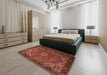 Machine Washable Traditional Tomato Red Rug in a Bedroom, wshtr2288