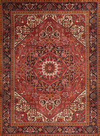 Machine Washable Traditional Tomato Red Rug, wshtr2288