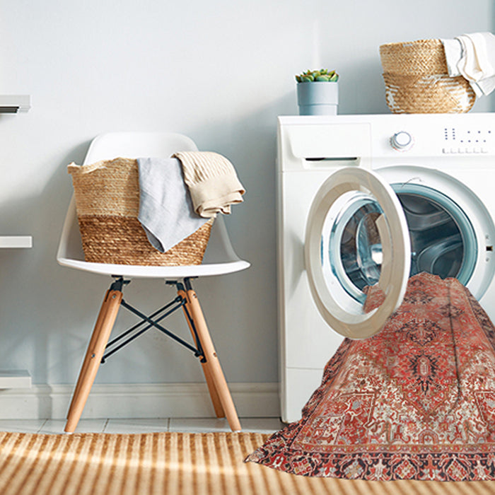Machine Washable Traditional Red Rug in a Washing Machine, wshtr2289