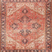 Round Machine Washable Traditional Red Rug, wshtr2289