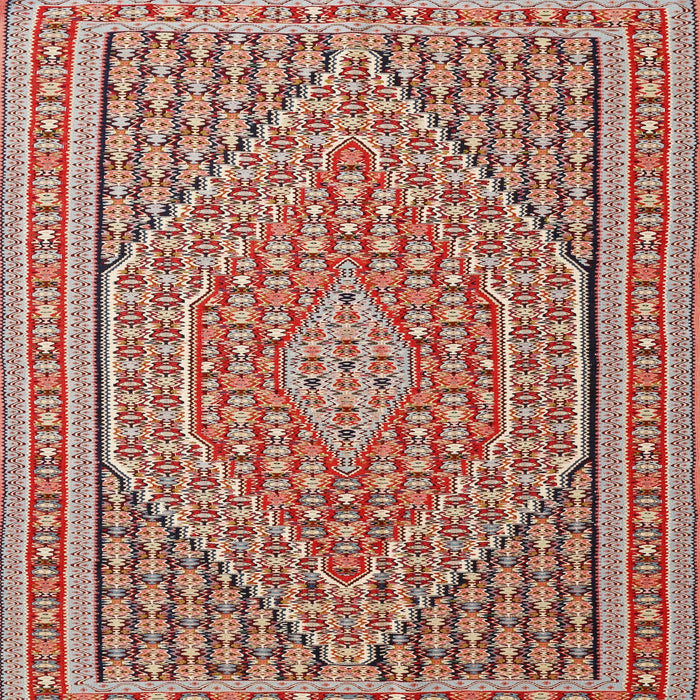 Square Traditional Fire Brick Red Southwestern Rug, tr228