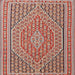 Square Traditional Fire Brick Red Southwestern Rug, tr228