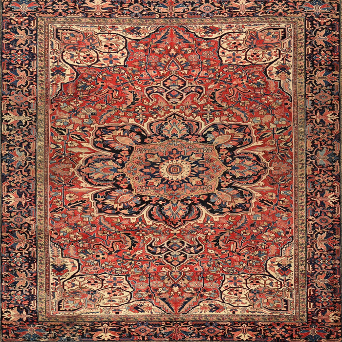 Square Traditional Saffron Red Persian Rug, tr2291