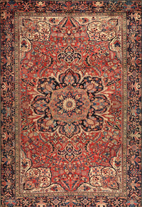 Machine Washable Traditional Saffron Red Rug, wshtr2291