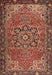 Machine Washable Traditional Saffron Red Rug, wshtr2291