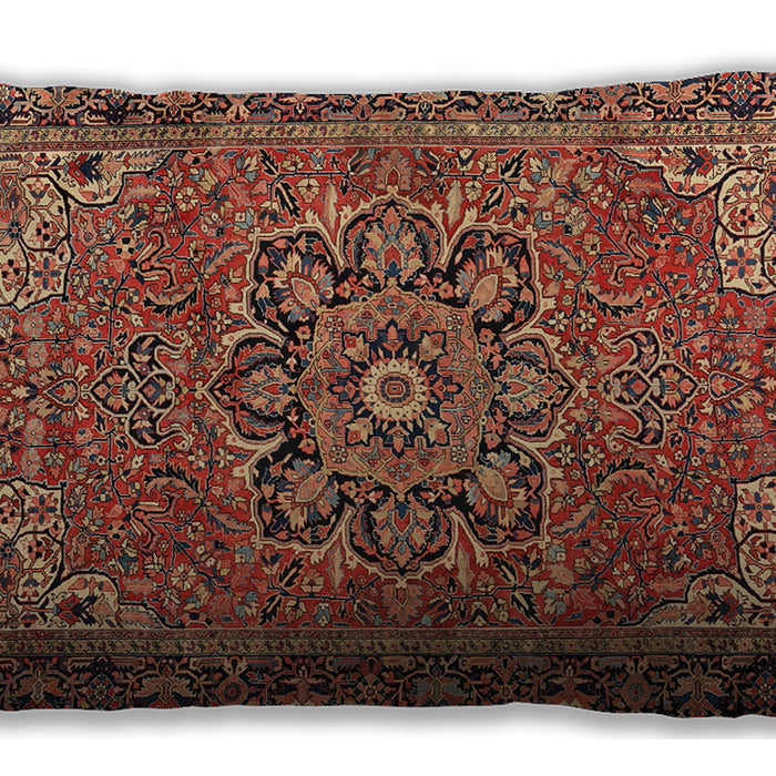Traditional Classic Rectangular Saffron Red Lumbar Throw Pillow, 13 inch by 19 inch, lbtr2291