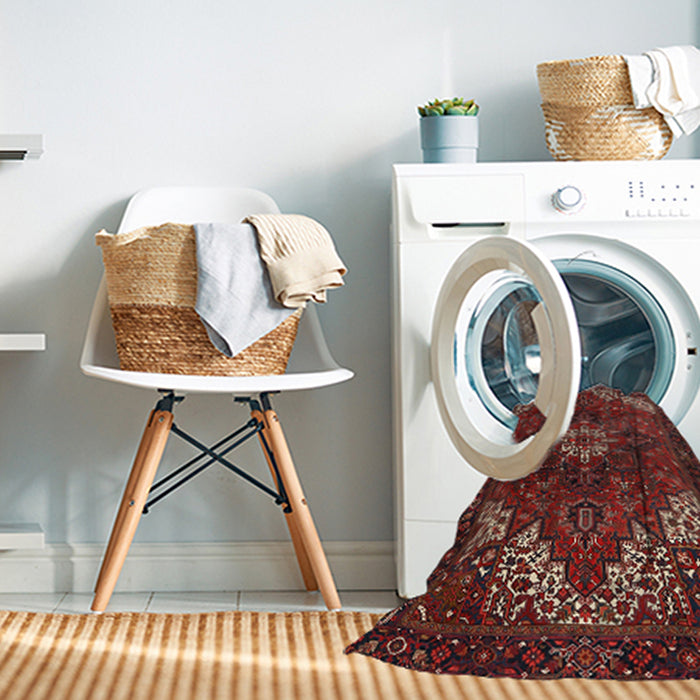 Machine Washable Traditional Chestnut Brown Rug in a Washing Machine, wshtr2292