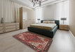 Machine Washable Traditional Saffron Red Rug in a Bedroom, wshtr2293