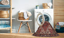 Machine Washable Traditional Saffron Red Rug in a Washing Machine, wshtr2293