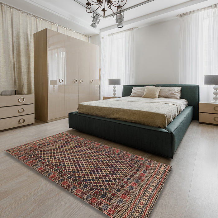 Machine Washable Traditional Night Red Rug in a Bedroom, wshtr2296