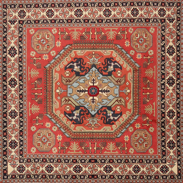 Square Traditional Tangerine Pink Persian Rug, tr2298