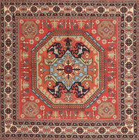 Machine Washable Traditional Tomato Red Rug, wshtr2299