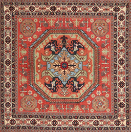 Machine Washable Traditional Tomato Red Rug, wshtr2299