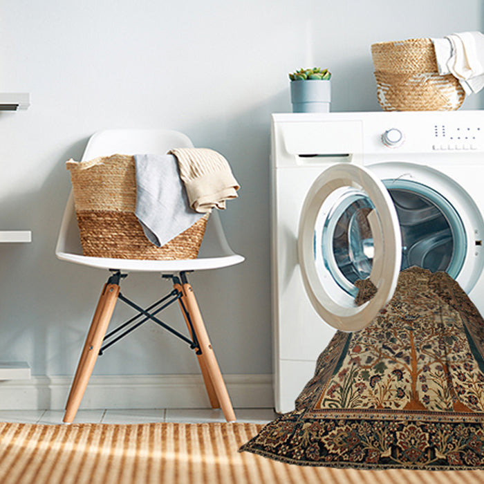 Machine Washable Traditional Bakers Brown Rug in a Washing Machine, wshtr22