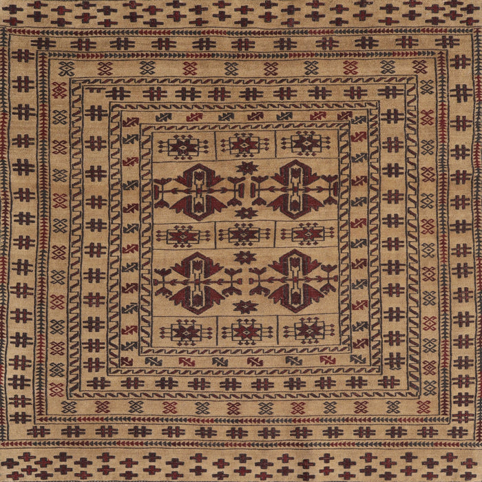 Square Traditional Bronze Brown Southwestern Rug, tr2302