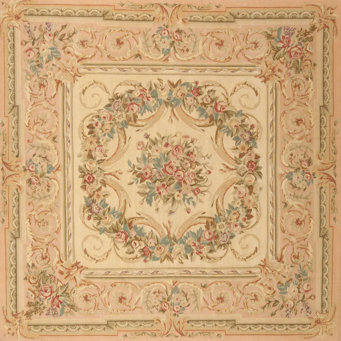 Square Traditional Orange Medallion Rug, tr2303