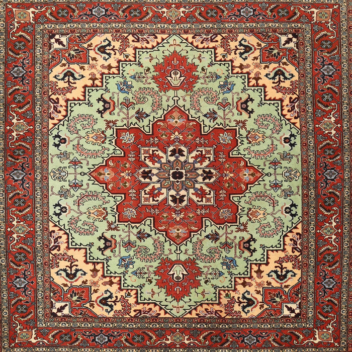 Round Machine Washable Traditional Saffron Red Rug, wshtr2304