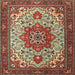 Round Machine Washable Traditional Saffron Red Rug, wshtr2304