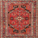 Square Traditional Orange Salmon Pink Persian Rug, tr2306