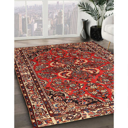 Machine Washable Traditional Orange Salmon Pink Rug in a Family Room, wshtr2307