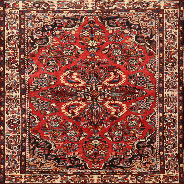 Square Traditional Orange Salmon Pink Persian Rug, tr2307