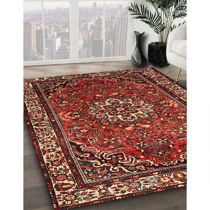 Traditional Cranberry Red Persian Rug in Family Room, tr2308