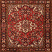 Round Machine Washable Traditional Red Rug, wshtr2309