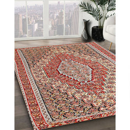 Traditional Fire Brick Red Persian Rug in Family Room, tr230