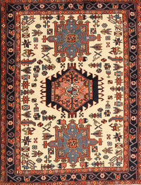 Machine Washable Traditional Saffron Red Rug, wshtr2312