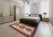 Machine Washable Traditional Saffron Red Rug in a Bedroom, wshtr2312