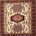 Round Machine Washable Traditional Saffron Red Rug, wshtr2312