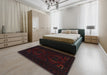 Machine Washable Traditional Midnight Gray Rug in a Bedroom, wshtr2313