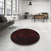 Round Traditional Mid Gray Persian Rug in a Office, tr2313